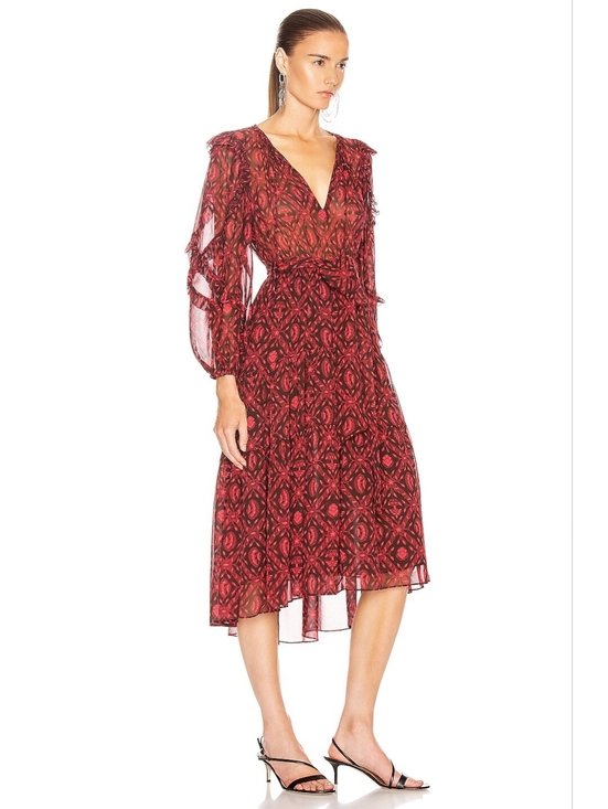 Ulla Johnson Dresses & Skirts - NWT Ulla Johnson Aliya in Fuchsia Diamond Print Silk Chiffon Dress 6 $665